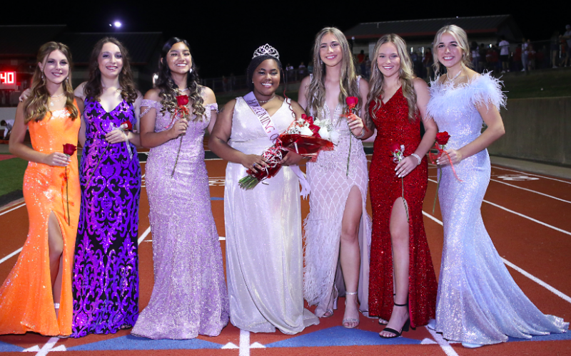 Seven different young ladies from G.H.S. groups were nominated for homecoming queen by their peers. Other homecoming court nominees were: Jillian Thoele (Tennis), Alexia Rivero (Athletics), Emily Henson (Theatre), Halle Kate Jones (National Honor Society), Marlee Price (FFA), and Emily Chiglo (Student Council).  G.H.S. selected the homecoming queen as a whole student body out of the seven nominees.   Congratulations Dasha Jackson, 2022 Groesbeck Homecoming Queen!  Angela Crane photo/For the Groesbeck Journa