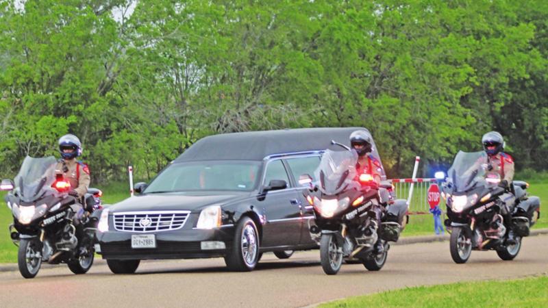 Trooper Chad Walker escorted into Goat Stadium via motorcade during his funeral. Jennifer Paul photos/Groesbeck Journal Put on the full armor of God