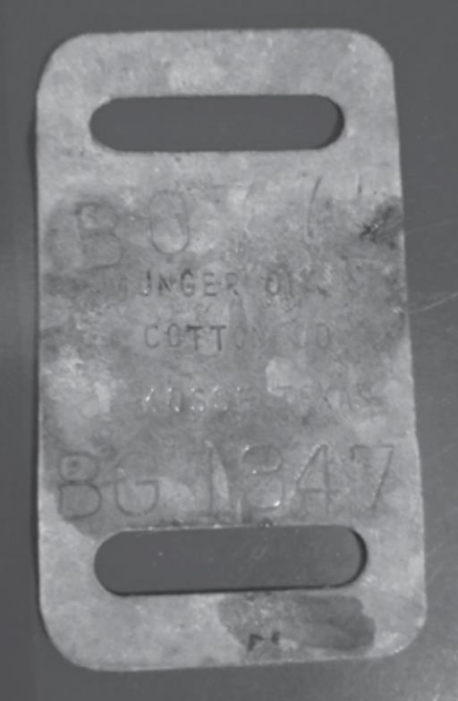 A bale tag from the Munger Cotton and Oil company, Kosse, Texas. The tag was found in a refuse area behind the Heritage House in Kosse earlier this year. Contributed photo/Kosse Heritage Society Whispers of Kosse’s Past All Hail the King