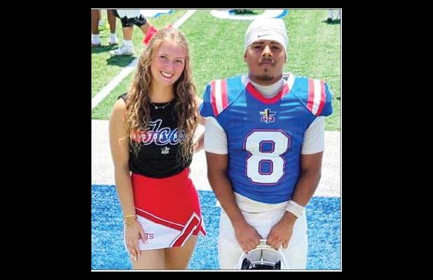 Brittyn Bradley and Nick Sanchez competed in the Fellowship of Christian Athletes Victory Bowl All-Star Football game at Waco ISD on Saturday, May 30. Photo from Groesbeck Athletic Booster Club Facebook