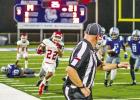 Groesbeck wide receiver Anthony Lewis jets down the sideline during the third quarter of the football team’s final non-district game against Crockett. Lewis finished with 6 catches for 121 yards and a touchdown reception. Nuno Selvera photo/Groesbeck Jo Goats bitten by Bulldogs, 39-34