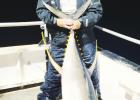 (Guy with fish) Jason Barber with the 110-pound yellowfin tuna he caught on a topwater plug around Hoover Diana platform, roughly 130 miles offshore from Port Aransas. (Photo courtesy of Jason Barber) The ‘Bows are Coming - Popular trout stocking program lands tasty rainbows in local fishing holes