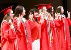 Kolby Morgan and the senior cheerleaders lead the school song at the Groesbeck High School graduation on Thursday night, May 21. Photo Submitted by Kolby Morgan Kolby Morgan and the senior cheerleaders lead the school song at the Groesbeck High School graduation on Thursday night, May 21. Photo Submitted by Kolby Morgan
