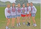 Contributed photo. JV Girls District Champions Trinitee Carpenter, Jaedi Goodman, Genny McNeely, Jasmine Mora, Dani Venegas, and Reece Champion Article Image Alt Text