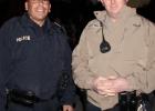 ABOVE: Groesbeck Police Chief Chris Henson and Mexia Police Chief Brian Bell pose at the start of the annual Navasota River Bridge Lighting on Monday, Dec. 6. Officials officially light the Navasota River Bridge