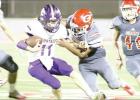 LEFT: Groesbeck’s Brian Correa (40) and Rowdy Good (42) watch as a teammate tackles the Eustace quarterback during the homecoming football game Friday night. Photos by Angela Crane/Special to Bi-Stone Football Article Image Alt Text