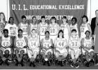 Contributed photo. The 1996 State Championship Lady Goat Basketball Team is picture just after winning the state title over Slaton. Back row, left to right, Kathy Richter (assistant coach), Tonya Jenkins (manager), Kamesha Jones, Chimika Carter, Natalie S Article Image Alt Text