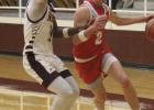 Jaxon Jones drives to the goal for the Goats against Fairfield on Wednesday night. Photos by Mitchell Pate/Groesbeck Journal