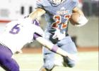 ABOVE LEFT: Groesbeck running back Terrell Conn (22) runs for yardage against Eustace in the Goats’ homecoming game Friday night. Article Image Alt Text