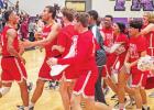 Groesbeck Goats celebrate a toe-toe win against Cameron Yoe on Mon. Feb. 24. Groesbeck won first round of bi-district playoffs (Groesbeck 60, Cameron Yoe 58) and will advance. Watch for details on our website and Facebook. Nuno Selvera photo/Groesbeck Jou Article Image Alt Text