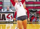 Groesbeck’s Morgan Carroll sets the ball during a District 20-3A match against Mexia at the Mexia High School gym Friday, Sept. 16. Groesbeck won in four sets to begin district with a 3-0 record. Lady Goats take the measure of Mexia in four sets