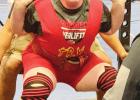 Josh Lockhart roars into action during squats at a competition held earlier this year. Both boys and girls powerlifting teams competed this year, earning spots in regional competition before the cancellation of UIL sports. Lockhart jumped into a division 