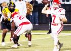BELOW: Groesbeck quarterback Trent Platt throws a pass against Malakoff in the Goats’ final regular-season game Friday, Nov. 3. Groesbeck lost to Malakoff and finished third in District 8-3A, Division I. Goats set to tackle Whitney in bi-district matchup