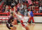 Groesbeck’s Alyssa Ramirez, right, defends against Fairfield’s Kaylee Williams, left, during a game at the Groesbeck High School gym on Friday, Dec. 15. Photo by Skip Leon/The Groesbeck Journal Fairfield romps to district victory over Lady Goats
