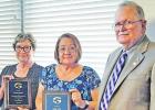 Groesbeck Mayor Ray O’Docharty (right) presented Emily Freel (center) and Martha Stanton (left) with plaques for outstanding service to the City of Groesbeck on Wednesday, April 28, as both ladies left behind their positions as assistants to the City Ad City of Groesbeck says goodbye to Stanton and Freel City Admin Assistants reach retirement