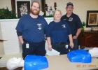 Study Club program speakers (l-r) Nathan Rodger, Theresa Miller, and Rick Hempel. EMTs from LMC. Study Club learns about “Staying Alive”