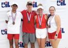 Ishaan Patel, Tripp Burleson, Peyton deCordova, and Riley Milstead brought home third place medals from the State Tennis Tournament. Photo from Groesbeck ISD Facebook Ishaan Patel, Tripp Burleson, Peyton deCordova, and Riley Milstead brought home third place medals from the State Tennis Tournament. Photo from Groesbeck ISD Facebook