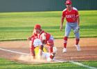 Groesbeck catcher Braxton Hill tags out a Fairfield runner in a game at Fairfield on Friday, April 21. The Goats lost, 12-2, and dropped to 9-4 in District 20-3A action. They will go into the playoffs as the third seed from the district. Photo by Mitchell Goats fall to Fairfield, finish third in District 20-3A