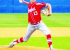 Groesbeck sophomore pitcher Dravin Barber helped lead the Goats to an 8-0 first game win Thursday night in their bi-district playoff series against the Franklin Lions. Photo by Stephen R. Farris