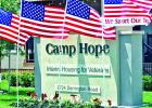Contributed photo from ptsdusa.org Flags fly high in front of Camp Hope, a place for veterans and their immediate families to come for a 90-day program to recover from post-traumatic stress disorder through group counseling and supportive care. A group from Mexia is planning to go to the Camp, near Houston, later in November for a one-day mission trip; and the organizers are looking for volunteers to go with them to help and show caring for the vets.