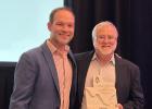 Texas Organization of Rural and Community Hospitals President/CEO John Henderson congratulates Limestone Medical Center CEO Larry Price for receiving the group's annual award. Courtesy Photo Article Image Alt Text