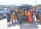 The Groesbeck Lions Club display the large amount of school supplies which were given to the school of the Groesbeck ISD. The supplies were delivered to the four campuses after last week’s Lions Club meeting. Journal photo/Tom Hawkins