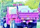 With the breast cancer awareness slogan ‘Fight Like a Girl’ painted on the back of the Lake Mexia Volunteer Fire Department’s pink 5-ton tanker, which is covered with custom-painted ribbons, firefighters are ready to fiercely battle any fire they are called to fight. Photos by Roxanne Thompson/The Mexia News