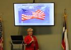 Terri Stewart offers invaluable insight into starting and maintaining a small business and local resources available to help people do so at the May Lunch ‘n Learn hosted by the Chamber of Commerce at the Groesbeck Convention Center on Thursday, May 9. This event occurs on the second Thursday of each month with a different guest speaker. Photo by Racheal Clark/ Groesbeck Journal Article Image Alt Text