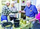 Billy and Beth Beene, of Teague, at left, greet their friends Seth and Wilma Wilson, of Springfield, at the Point Enterprise soup-and-cornbread supper, held Saturday, Oct. 14, at the community clubhouse. Photos by Roxanne Thompson/The Groesbeck Journal
