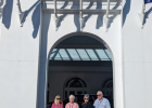 Standing at the entrance to the Greenbrier Resort are (l to r) Karen Smith, Jerri McBay, Sherry Kent, Ray Kent. Article Image Alt Text