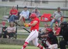 Groesbeck's Braxton Hill follows through on a swing in a game this season. Hill and the Goats are playing in the bi-district round of the playoffs against Rockdale this week. Photo by Skip Leon/The Mexia News Article Image Alt Text