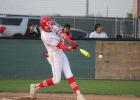 Groesbeck's Braxton Hill connects with a pitch during a game against Mexia at Groesbeck on Saturday, March 23. The Goats improved to 4-1 in District 20-3A with a 5-4 victory over the Blackcats. Photo by Skip Leon/The Groesbeck Journal Article Image Alt Text