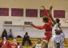 Groesbeck’s Titus Townes wins the tip at the start of the Goats district game with the Marlin Bulldogs last week on the road. Shannon Casto photo. Article Image Alt Text